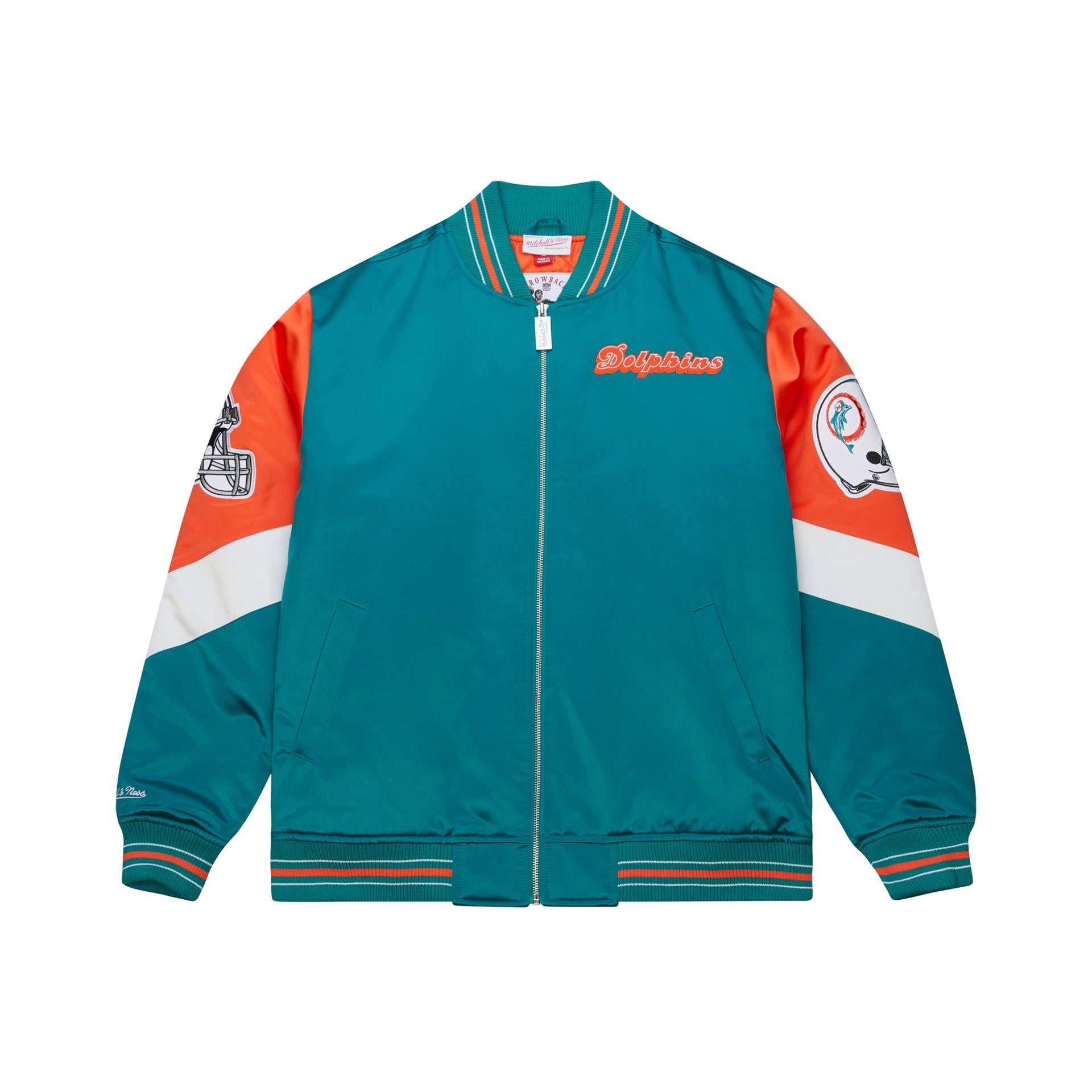 Miami Dolphins NFL Throw It Back Heavyweight Satin Jacket Mitchell & Ness